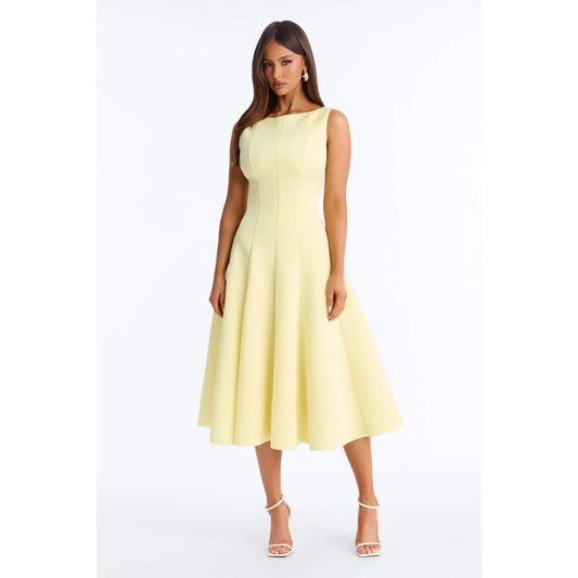 Sweet Sunday Pleated Midi Dress - Butter Yellow