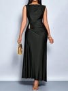 Stunning Champagne Asymmetric Button Dress - Elegant Sleeveless Long Gown for Every Occasion