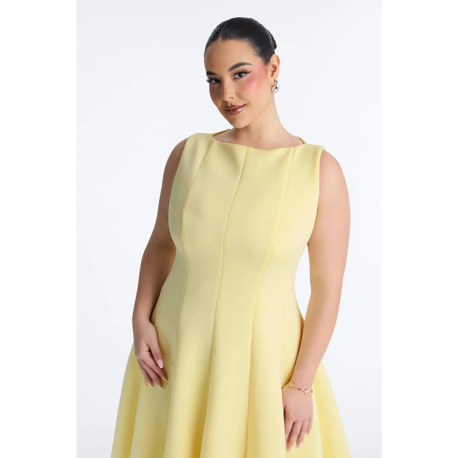 Sweet Sunday Pleated Midi Dress - Butter Yellow