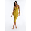 Elevate Your Style with the Anastasia Halter Bandage Midi Dress in Vibrant Chartreuse