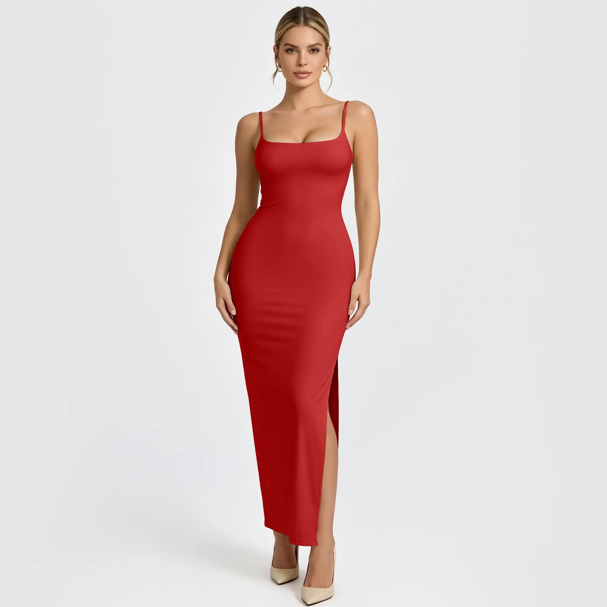 Elevate Your Style with the OQQ Women's Backless Maxi Dress - Spaghetti Strap Bodycon Long Dress for Effortless Elegance