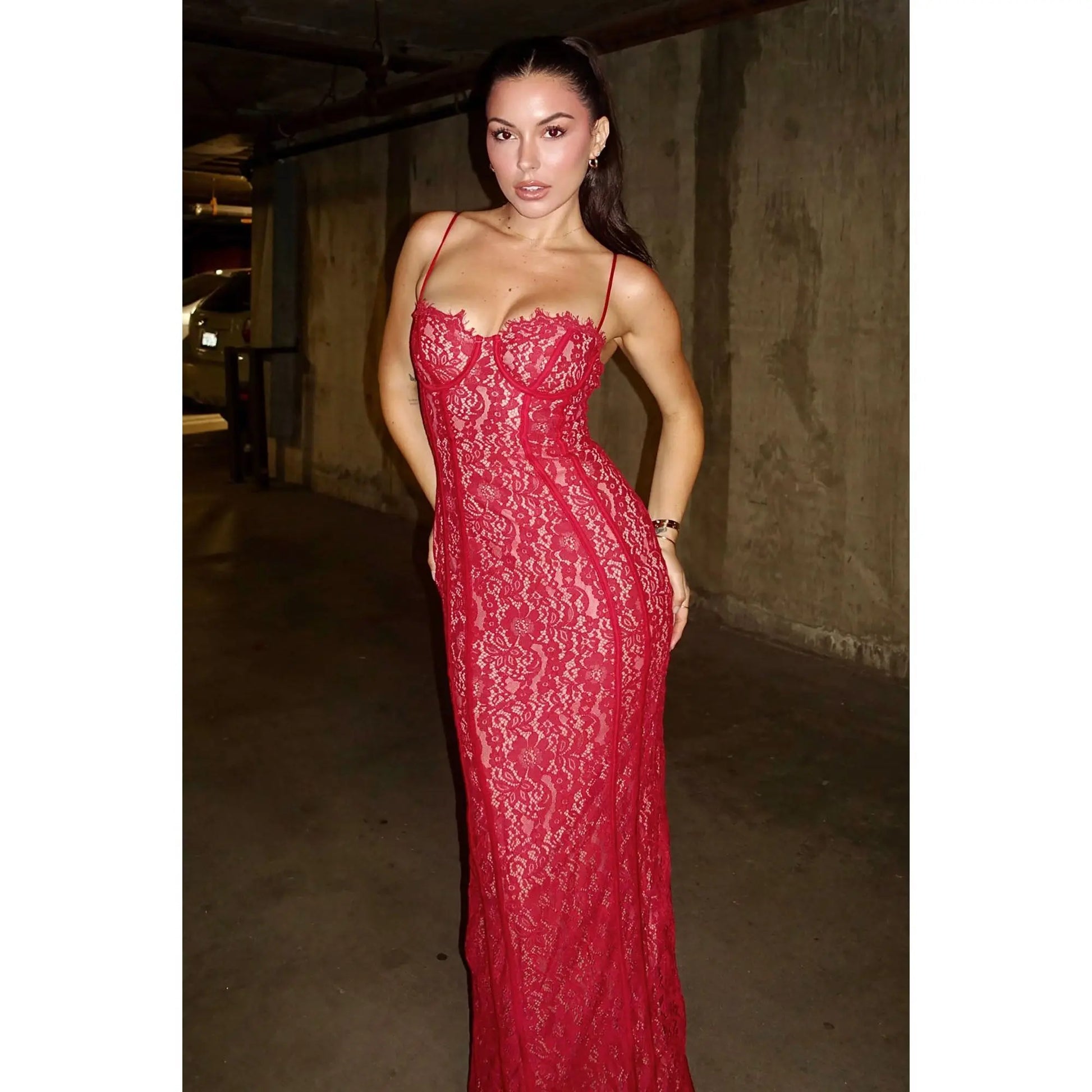 All in Love Lace Maxi Dress - Red
